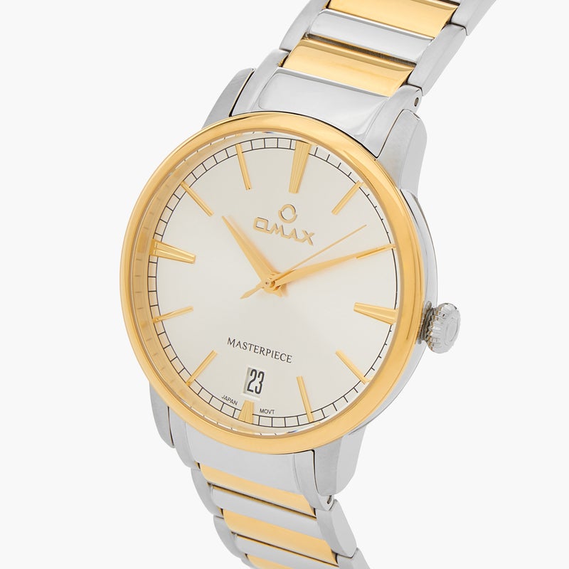 OMAX ساعة أوماكس ماستربيس للرجال - فضي وذهبي - Image 4